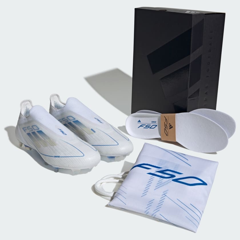 F50 Elite Laceless FG Fußballschuh Weiß/blau